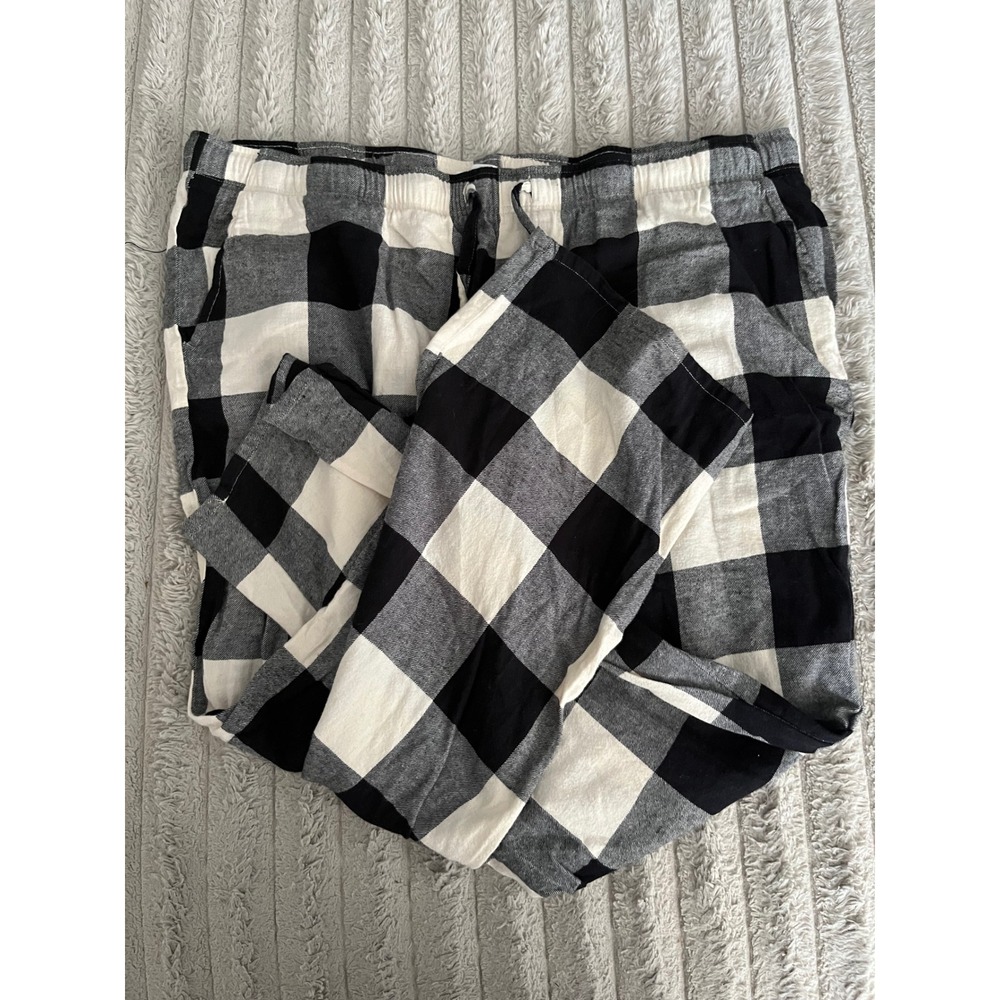 Old Navy Mens XXXL Tall Buffalo Plaid Flannel Pajama Pants Black White Cotton